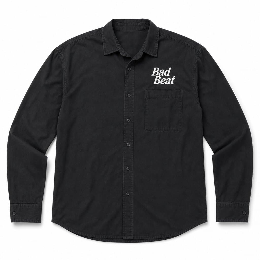 黑色Bad Beat刺绣长袖衬衫
